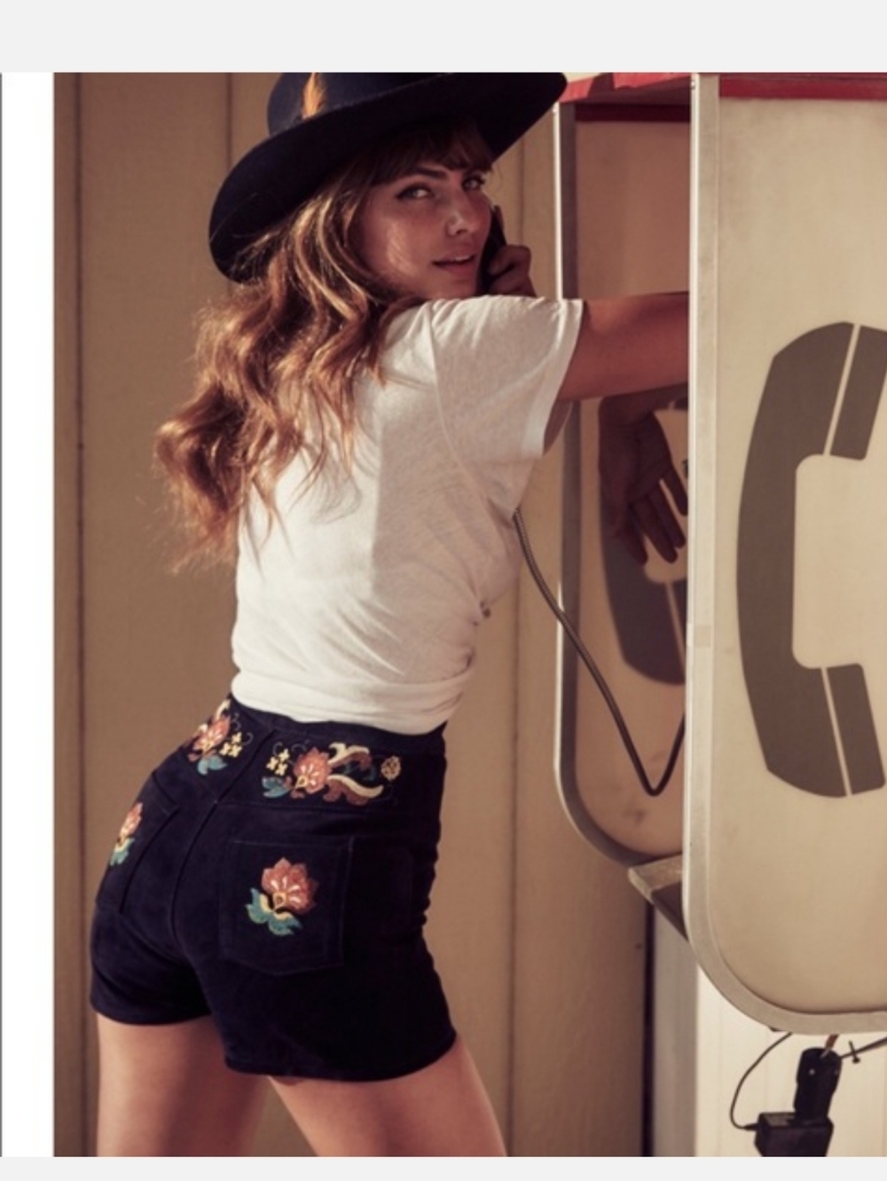 Embroidered Blue Floral High-Waist Women's Shorts